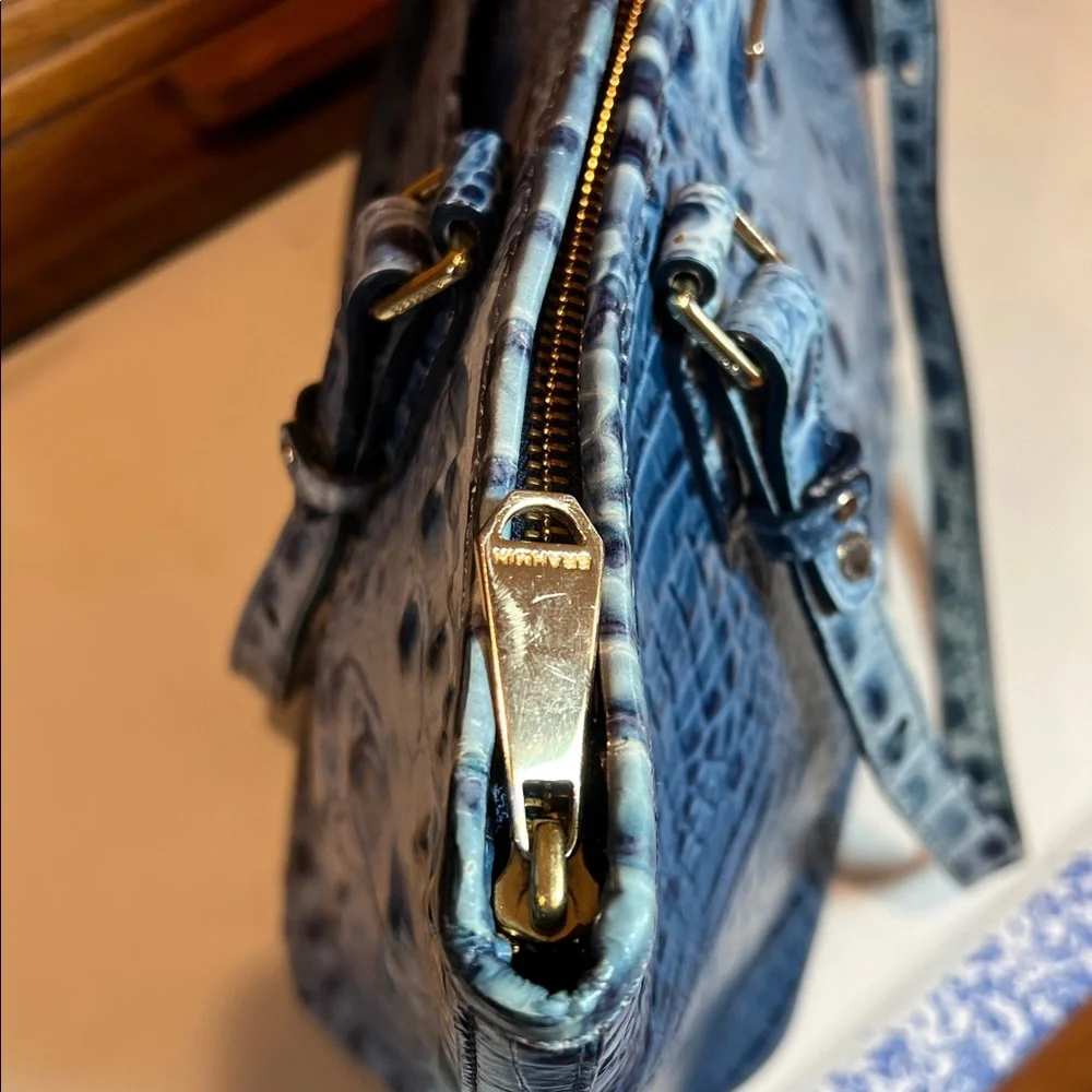 Brahmin Med. Asher Melbourne Embossed Leather Tote bag, denim blues - Picture 9 of 17